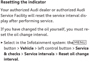 2017 Audi A4 Reset