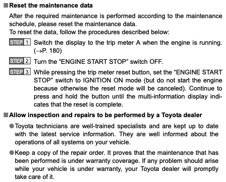2014 Toyota Land Cruiser Maintenance Data