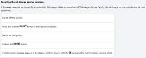 2014 Volkswagen CC Service Reminder Reset