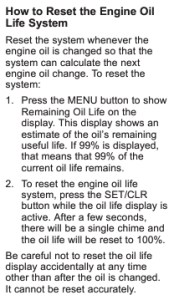 2015 Buick Encore Oil Life Reset Instructions