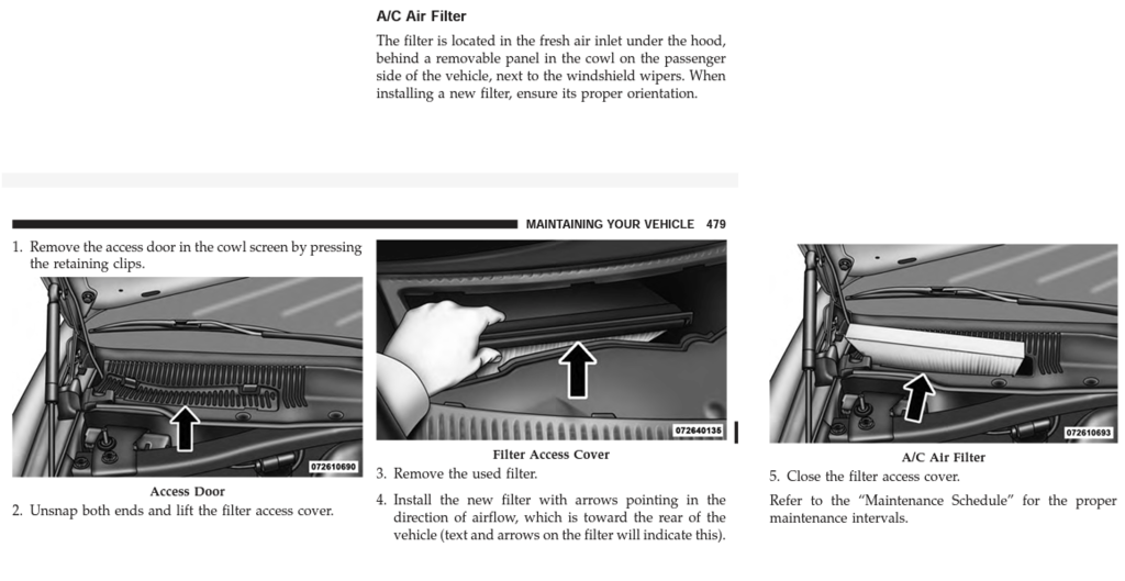 2015 Chrysler 300 Cabin Filter Replacement