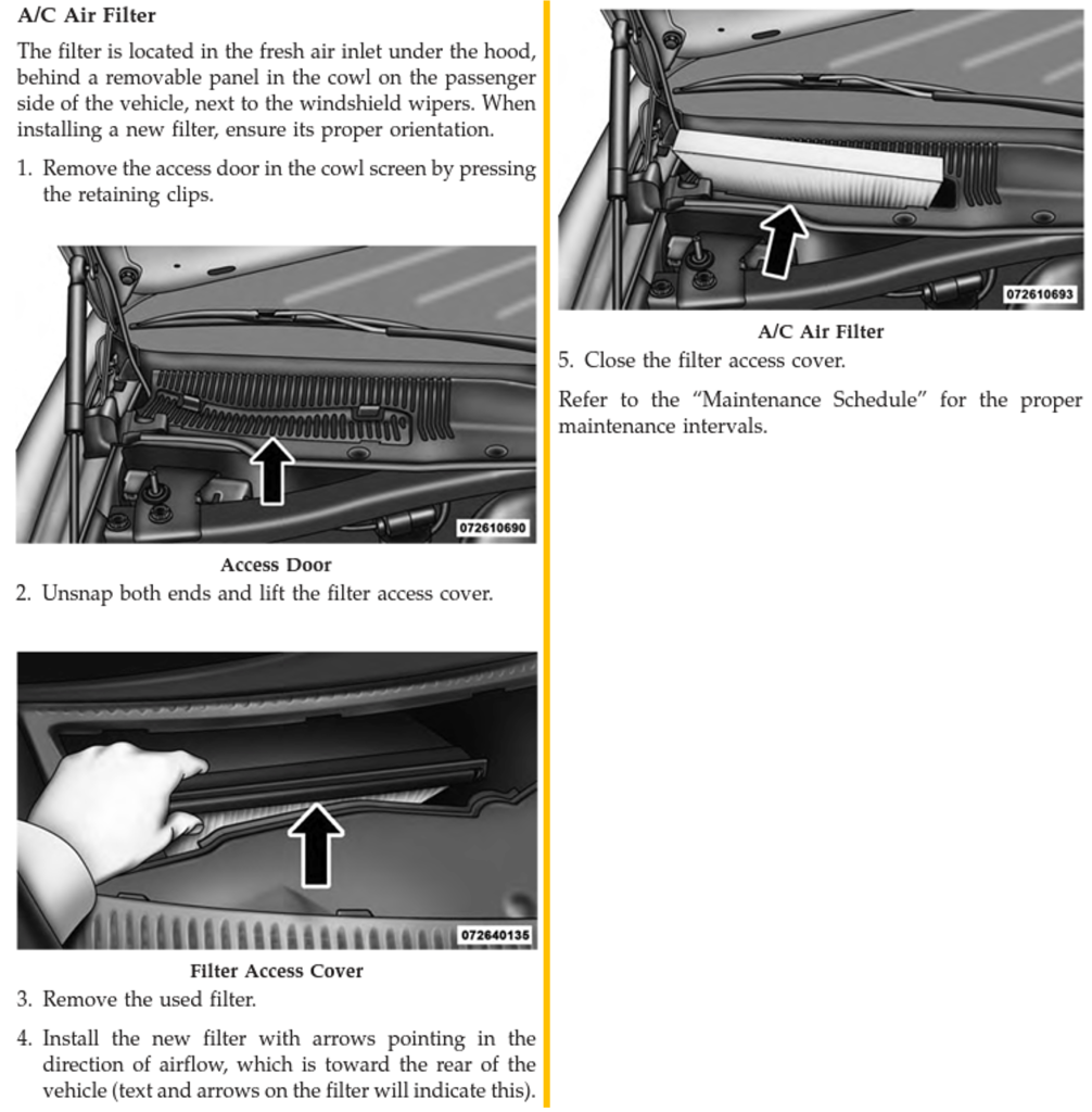 2015 Dodge Challenger Cabin Filter Replacement