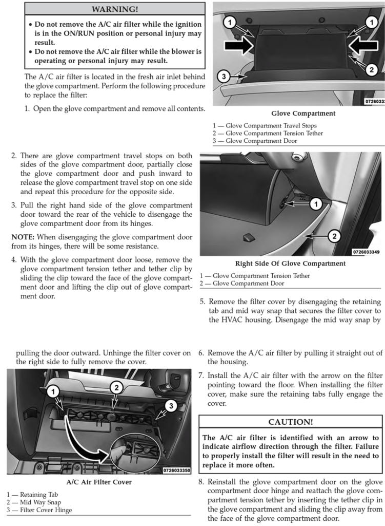 2015 Dodge Durango Cabin Filter Replacement