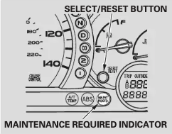2004 Honda Pilot Select/Reset Button